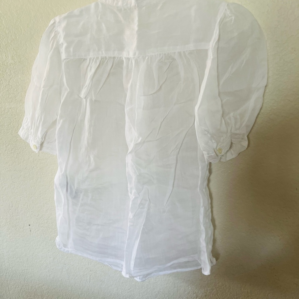 White Puff Sleeve Button-Down Blouse - image 4